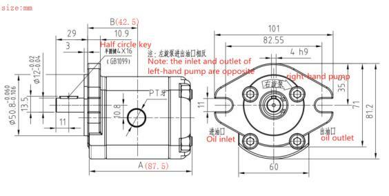 Mini High Pressure Hydraulic Gear Pump SAE Flat Key 6ML/R