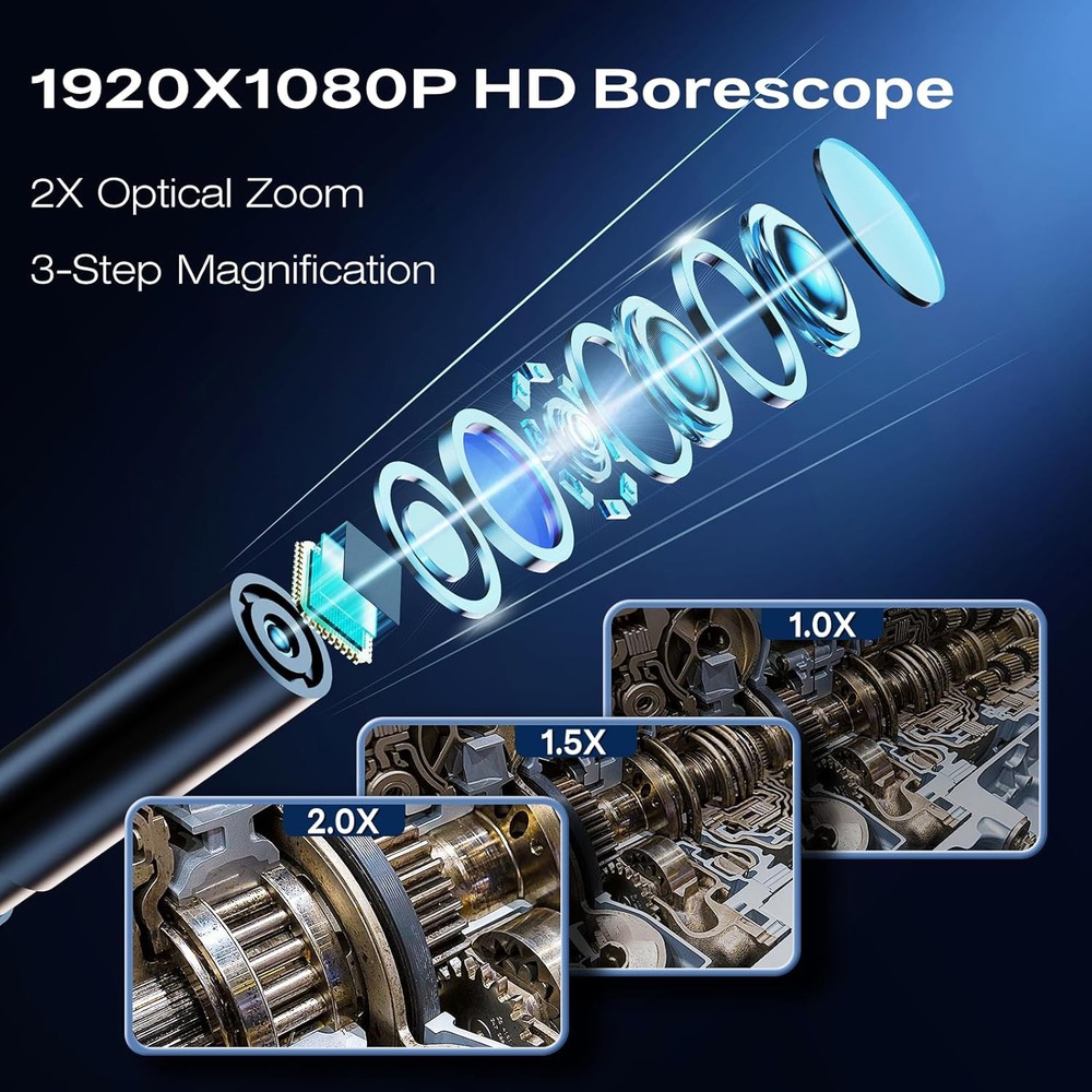 IP67 Endoscope Camera with Light, Borescope Camera with 4.3" IPS Screen