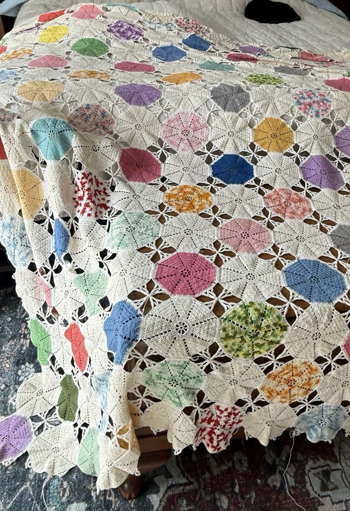 Hand-Crocheted Cotton Bedspread – Full/Queen