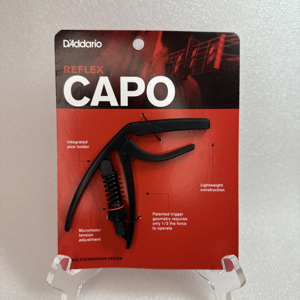 D'Addario Reflex Capo Black 6-string guitar tension adjustment trigger New