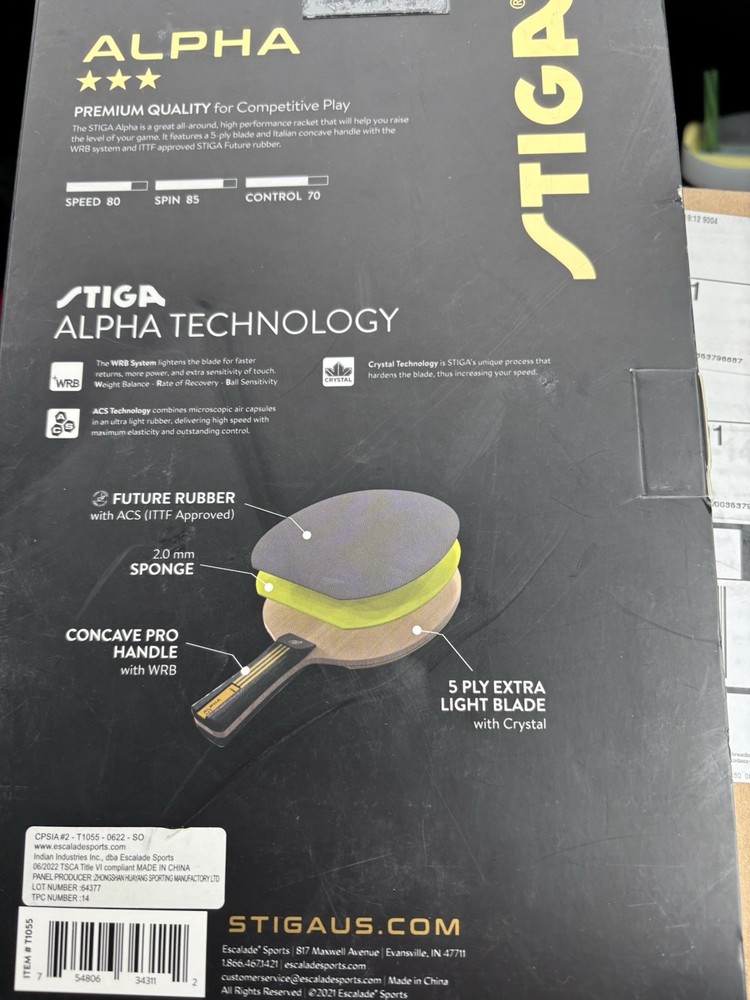 Professional Alpha Ping Pong Paddle with Flared Handle – Optimal Control & Spin