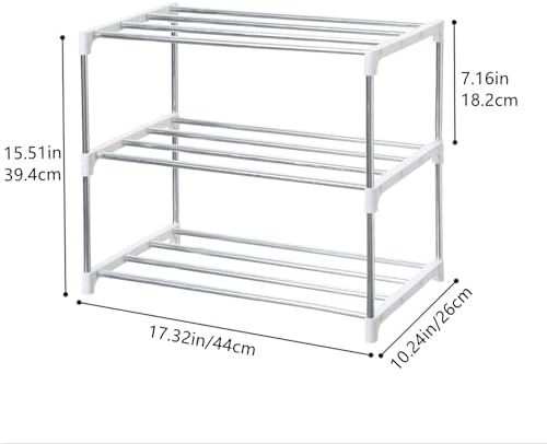 3-Tier Stackable Shoe Rack – Space-Saving Organizer