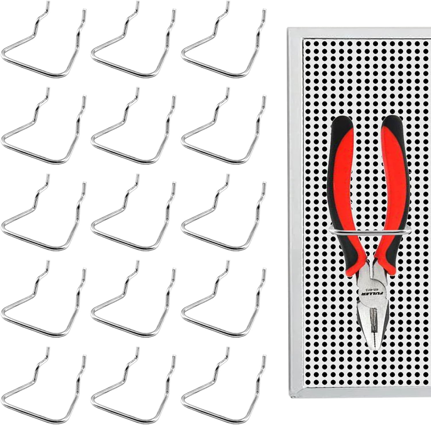 16pcs Pegboard Pliers Holders Stainless Steel Hooks Double Loop Pegboard Organiz