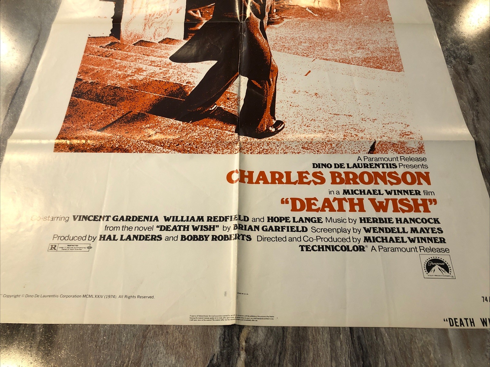 Death Wish 1974 Original US 1-Sheet Poster Charles Bronson Folded