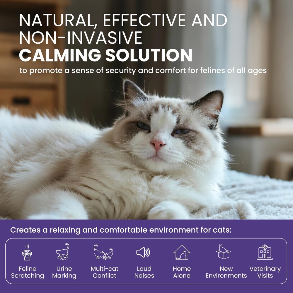 Cat Calming Pheromone Diffuser Starter Kit for Multi-Cat Plug-in + 2 Refills
