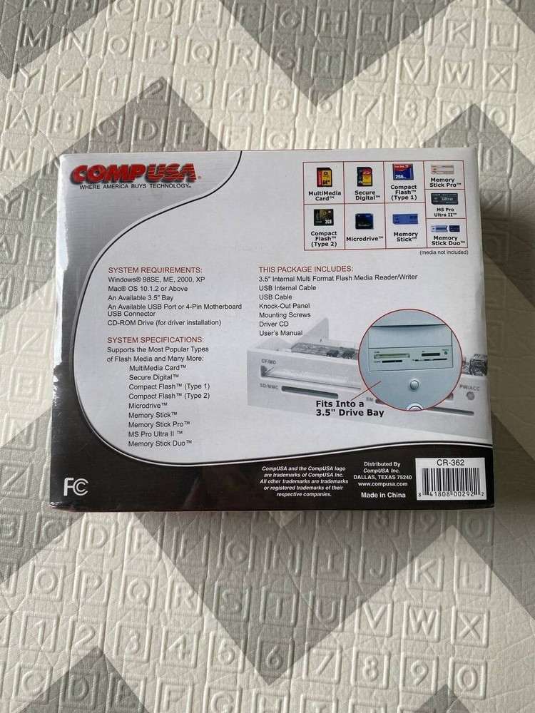 Comp USA 3.5" Bay Mounted 9 in 1 Multi Format Flash Media Reader Writer
