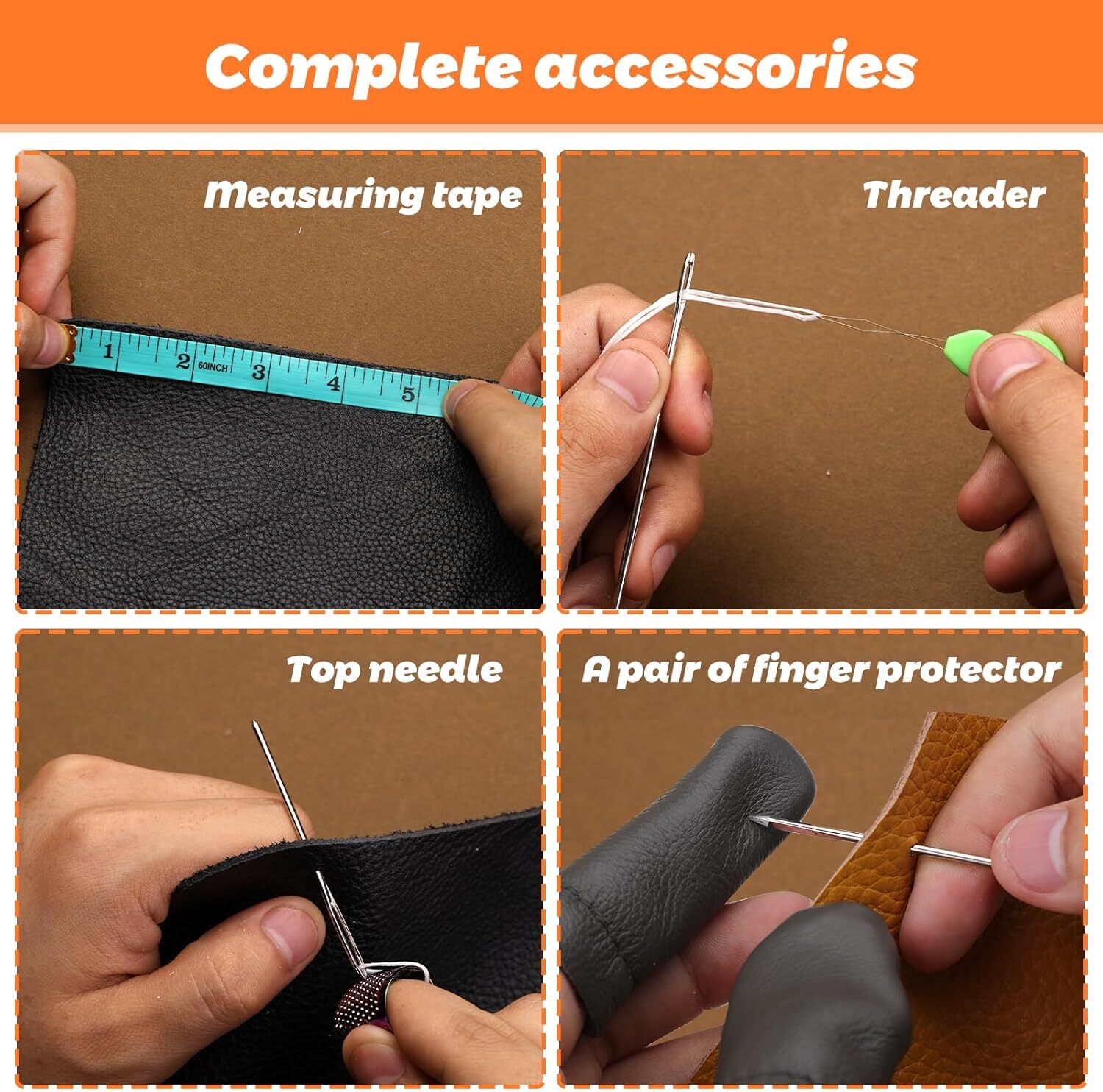 Upholstery Repair Sewing Kit Leather Hand Stitching Needles Thread Awl Tools