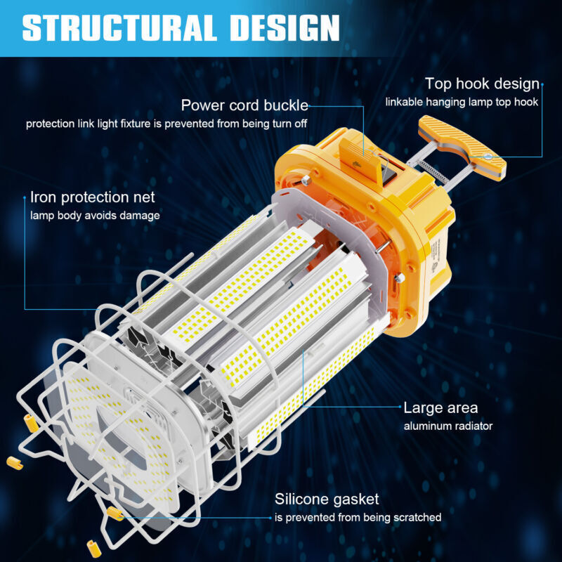 LED Temporary Work Light Fixture 100Watt Linkable Construction High Bay Lighting
