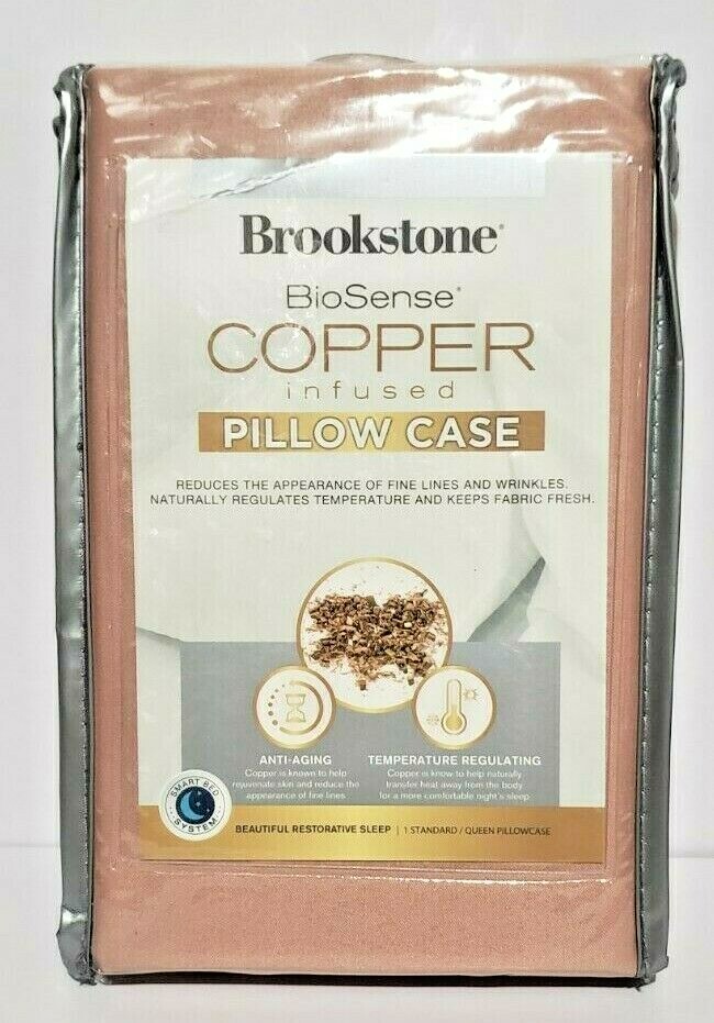 Standard Pillowcase, Brookstone BioSense Copper Infused Pillow Case 2 Pack