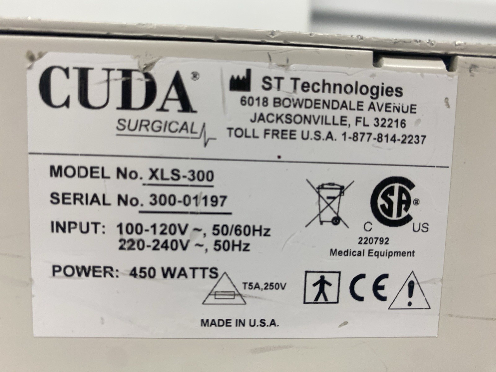 CUDA SURGICAL ELITE 300 XENON LIGHT SOURCE XLS-300