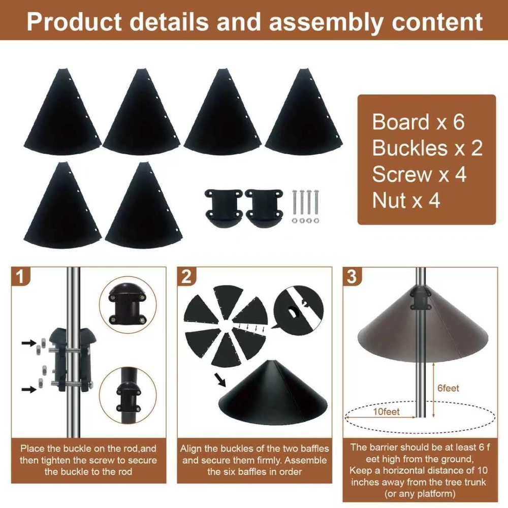 1 Pack 19 inch Squirrel Proof Baffle for Bird Feeder Pole,Shepherd's Black