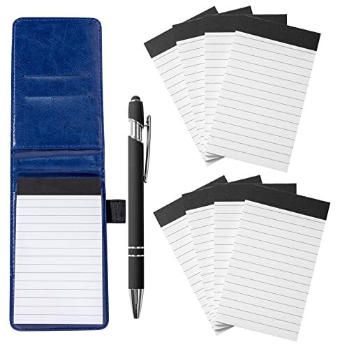 10 Pcs Small Notepad Holder Set 3x5 Inch Pocket Notebook with Pen