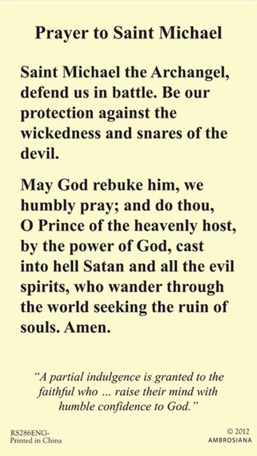 (2 copies) St. Michael the Archangel Holy Prayer Cards Catholic Christian