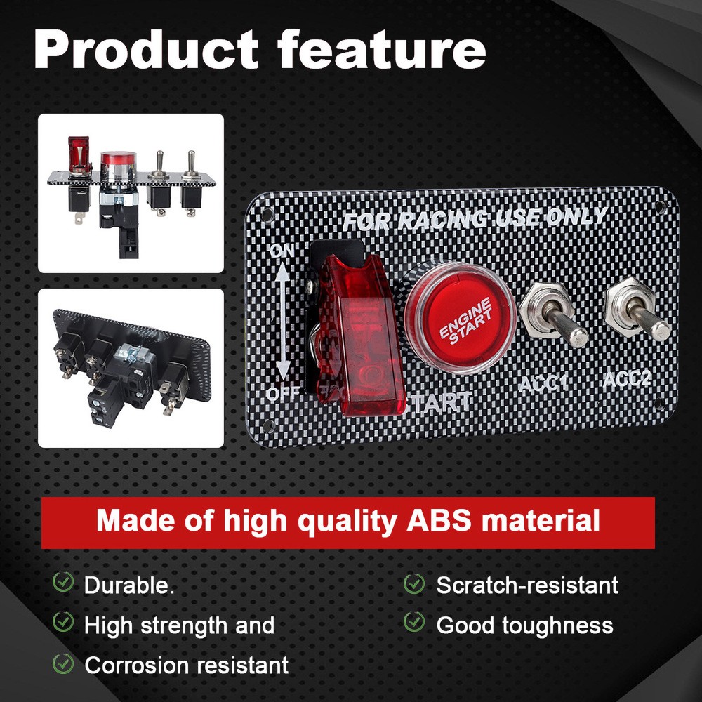 Racing Car Carbon Ignition Button Panel Engine Start Push Carbon Fiber Switch