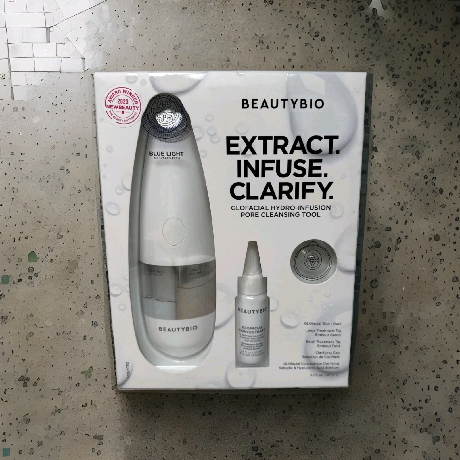 BeautyBio Extract Infuse Clarify Pore GLOFACIAL Cleansing Tool SEALED/Blue Light