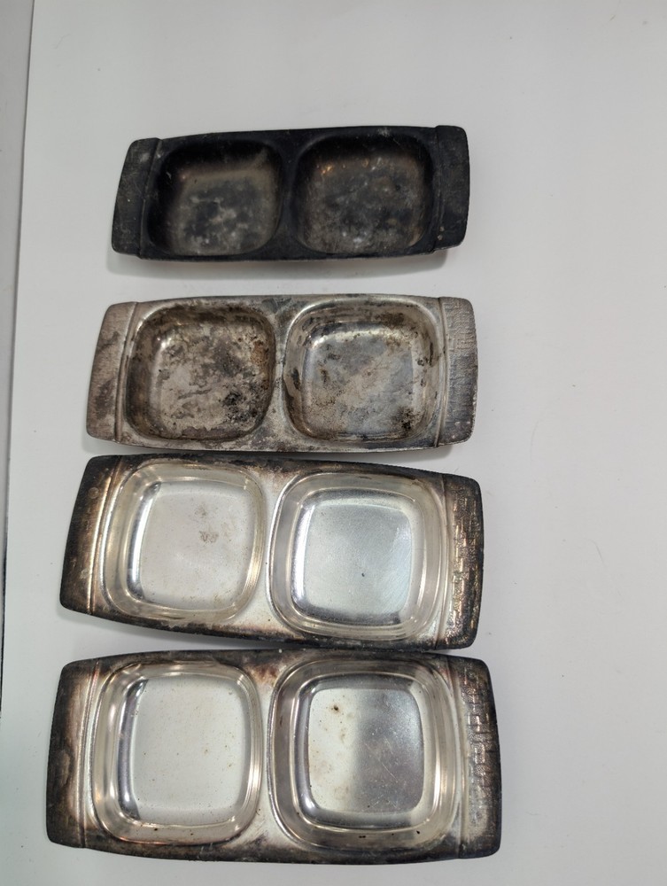 Lot 4 Vintage TWA Oneida Sambonet Italy Silver-Plated Double Dish Airline Snack