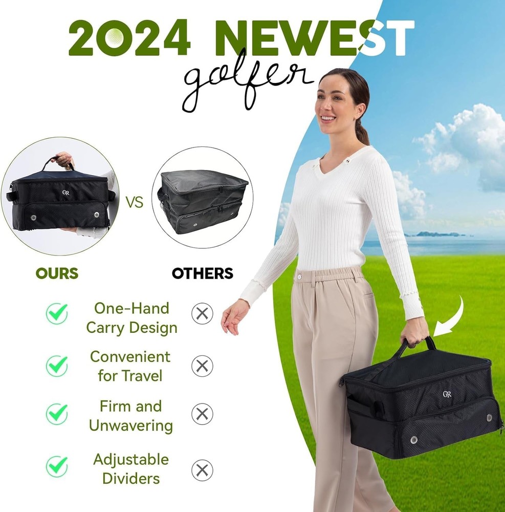 Odor-Absorbing 2-Layer Large Golf Trunk Organizer with 48L, Black
