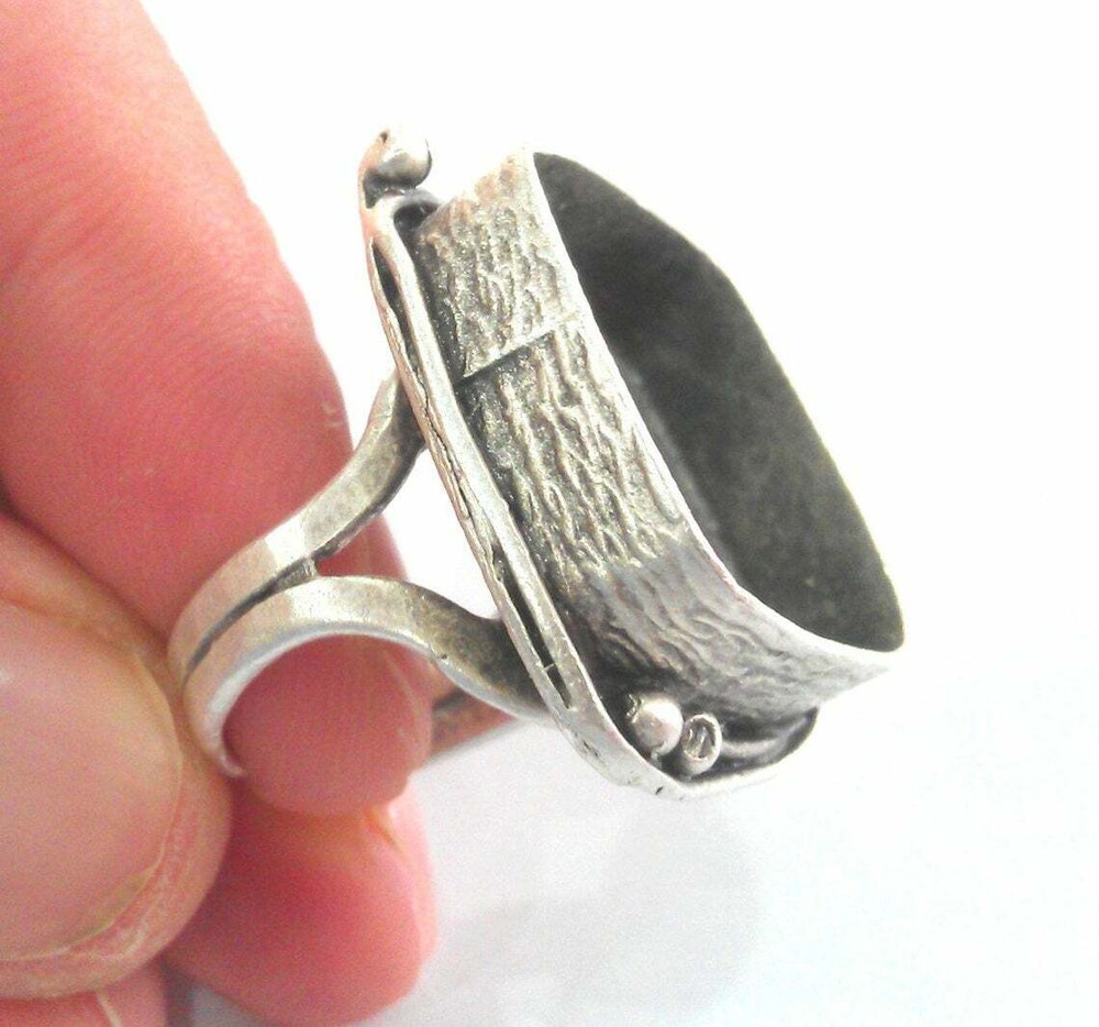 Square Ring Blank Adjustable Base Bezel Setting Antique Silver Brass