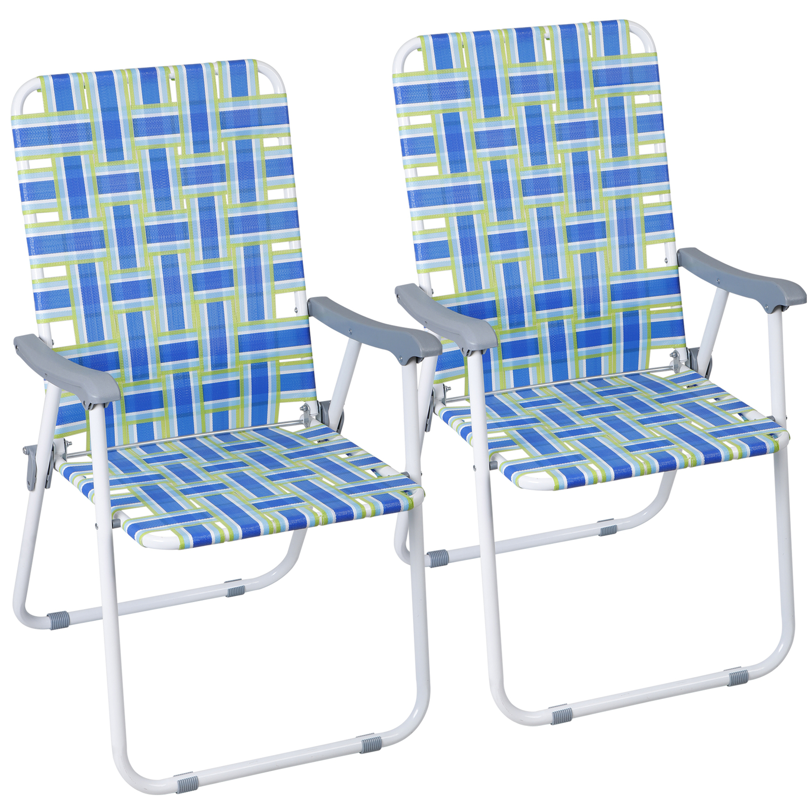 Patio Lawn Webbed Folding Chairs Set of 2 Outdoor Beach Portable Camping Chair