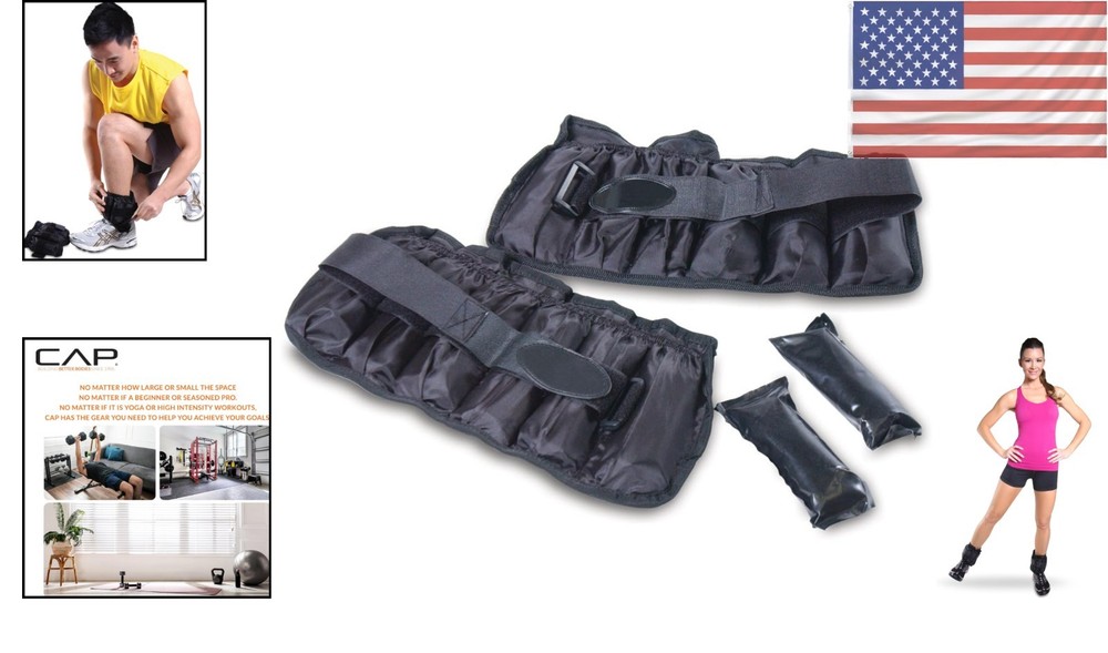 Black Adjustable Ankle Weights 10-20 lbs | Ideal for Strength & Cardio Training