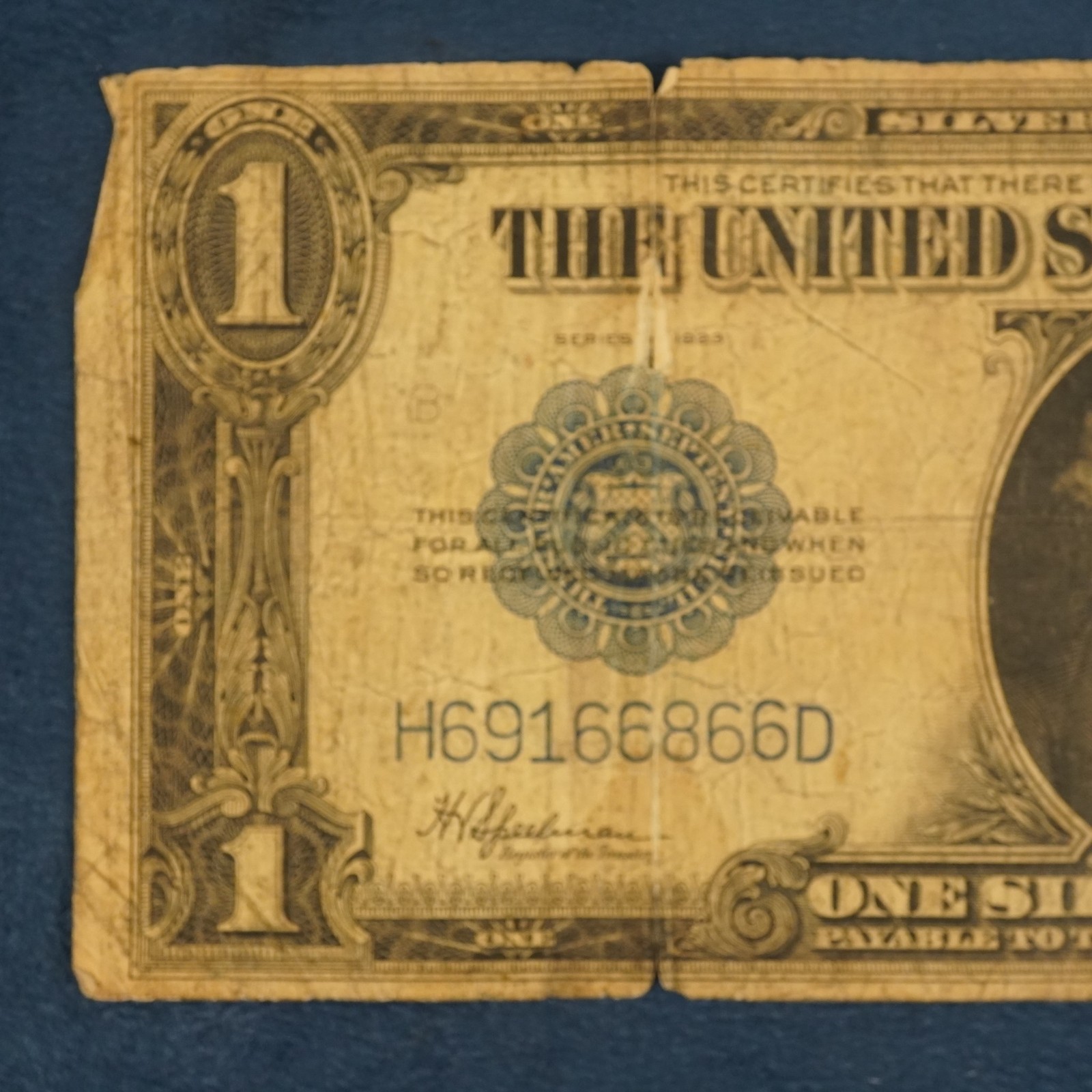 1923 Large Size $1 Silver Certificate- Free Shipping USA