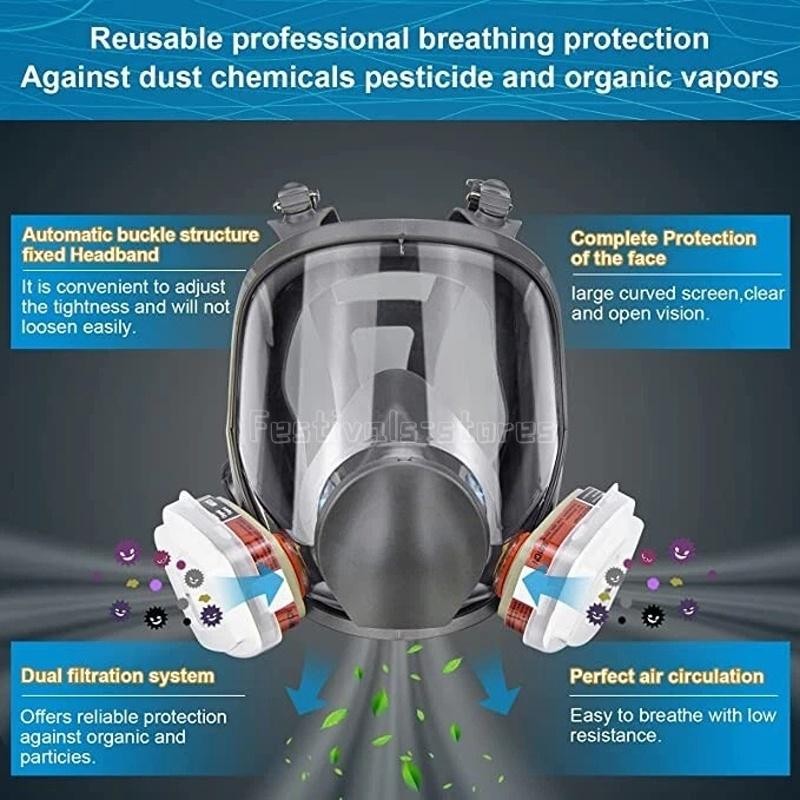 US Full Face Gas Mask Painting Spraying Respirator w/Filters for 6800 Facepiece
