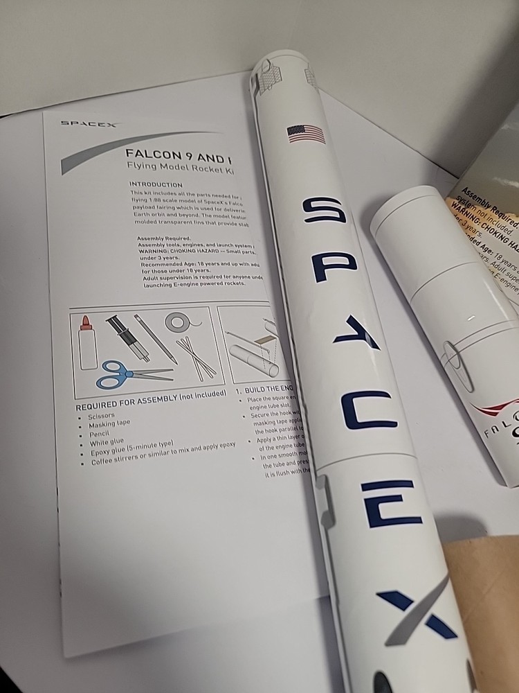 SpaceX Falcon 9 and Fairing Model Rocket Kit. Please Read Description Incomplete