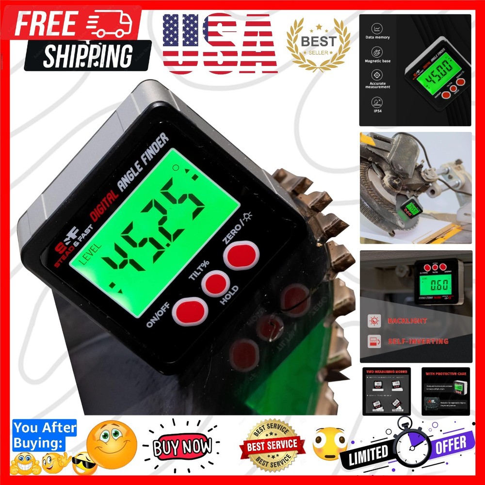 Digital Angle Finder Gauge Magnetic Protractor Inclinometer Angle Cube Level ...