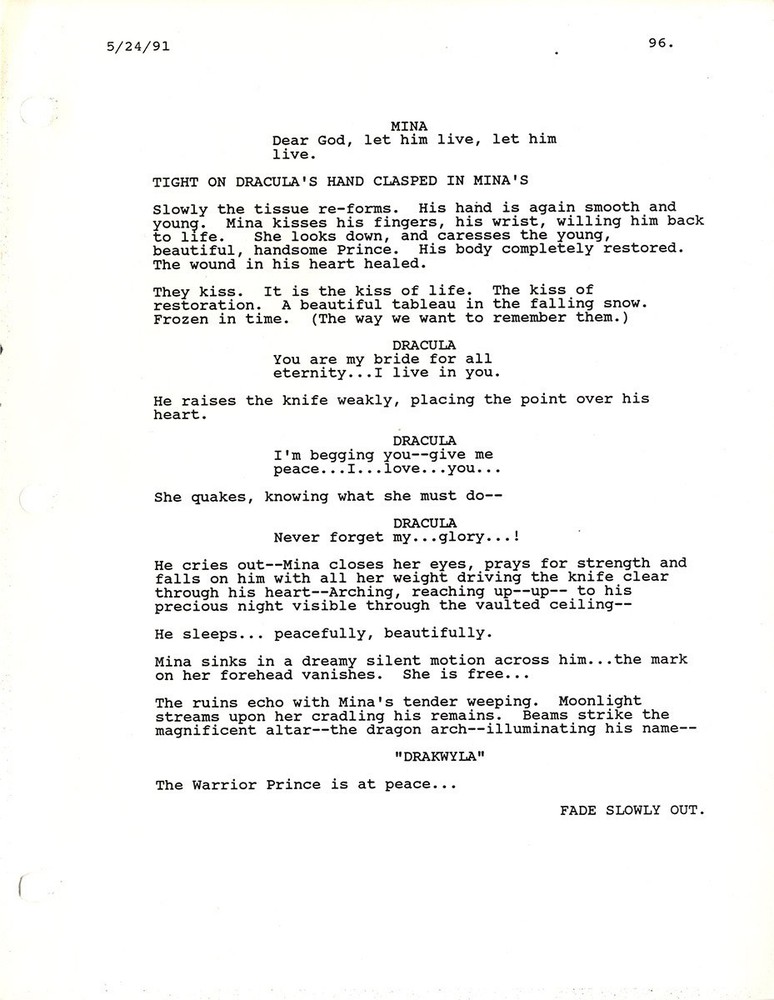 DRACULA [released as BRAM STOKER'S DRACULA] (1991) Film script