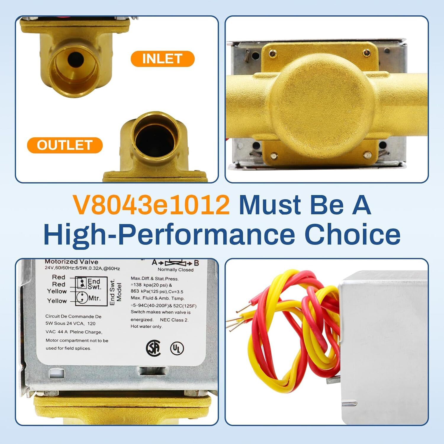 V8043E1012 Motorized Zone Valve,3/4" Sweat Zone Valves replacement for honeywell