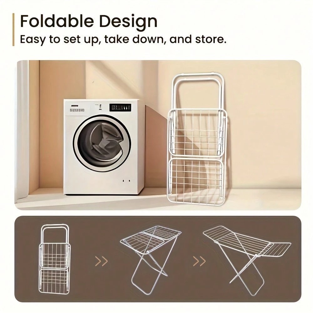 Foldable Clothes Drying Rack with Adjustable Wings Large Free-Standing