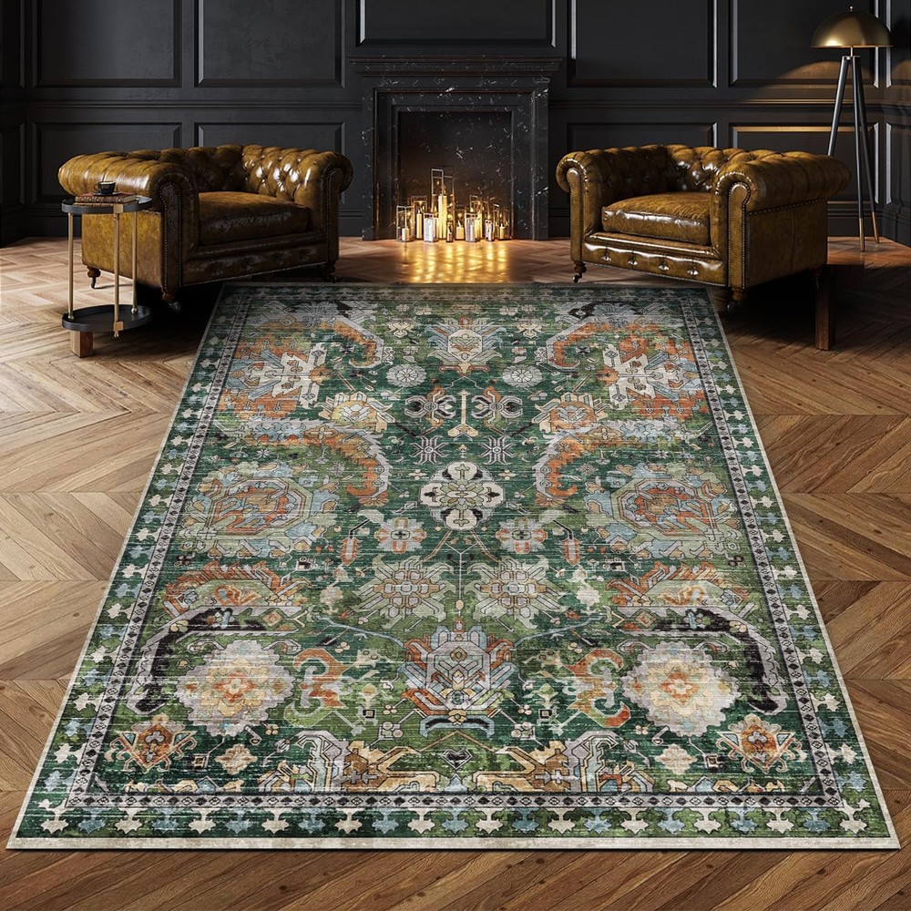 RUGSURE Washable Area Rugs - Perfect 3' x 5' (Rectangular), Green