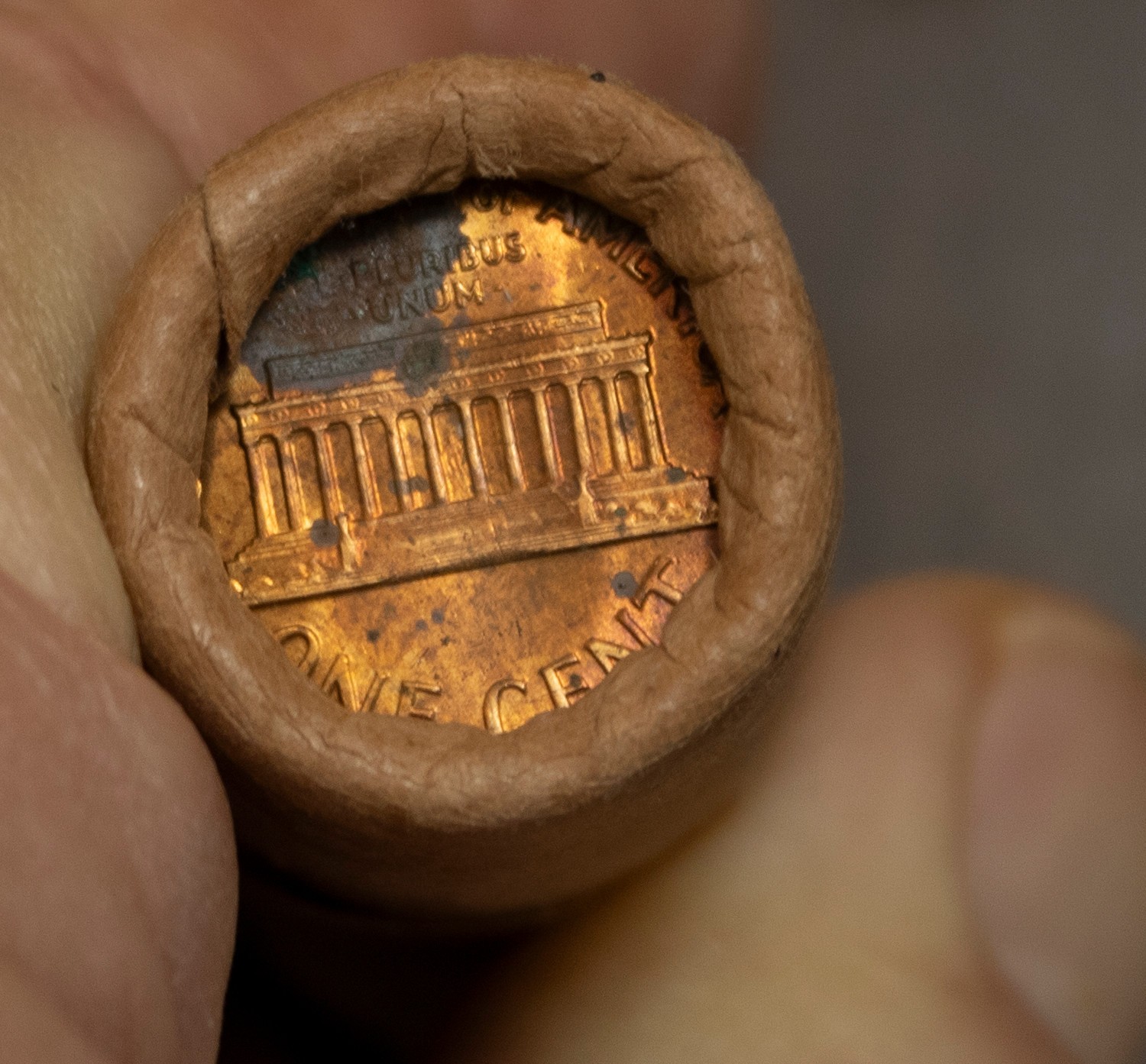 1964 OBW Lincoln Memorial BU Roll Damaged Wrapper One End Coin Ugly.....Lot 4947