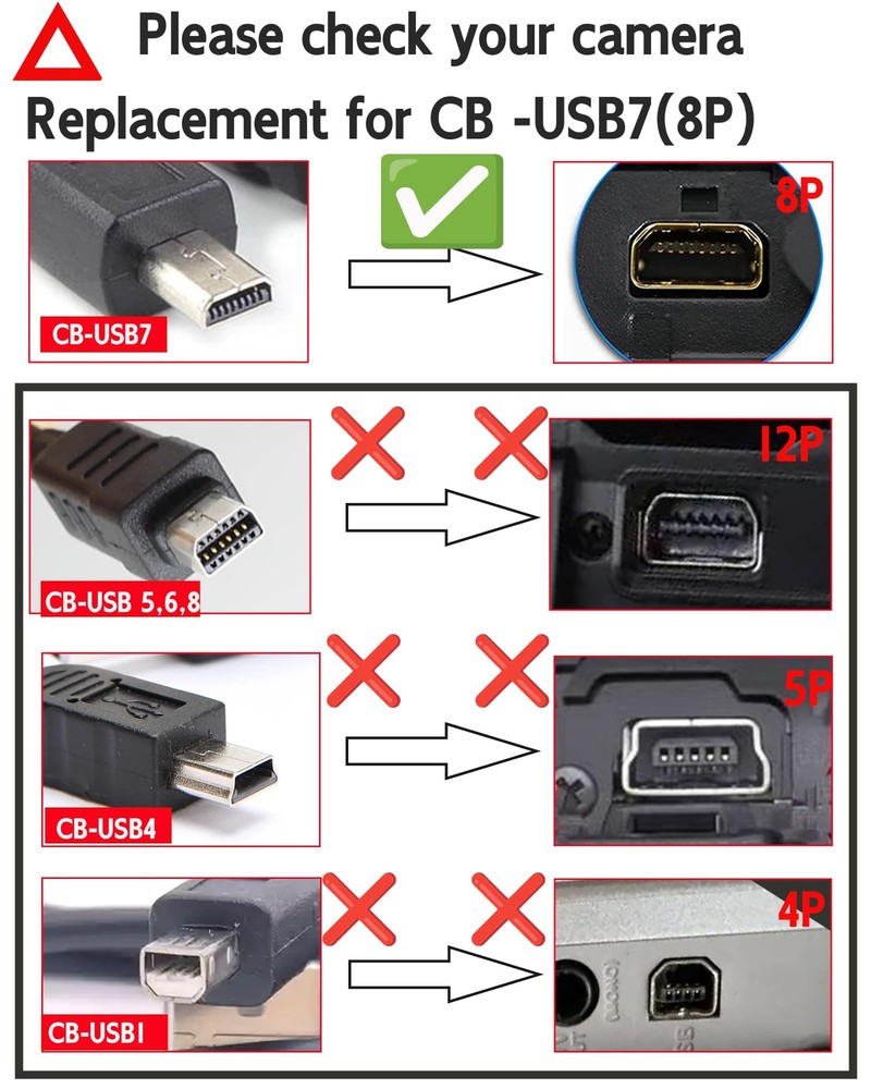 3.3Ft USB Cable for Olympus Camera CB-USB7 Compatible with Black