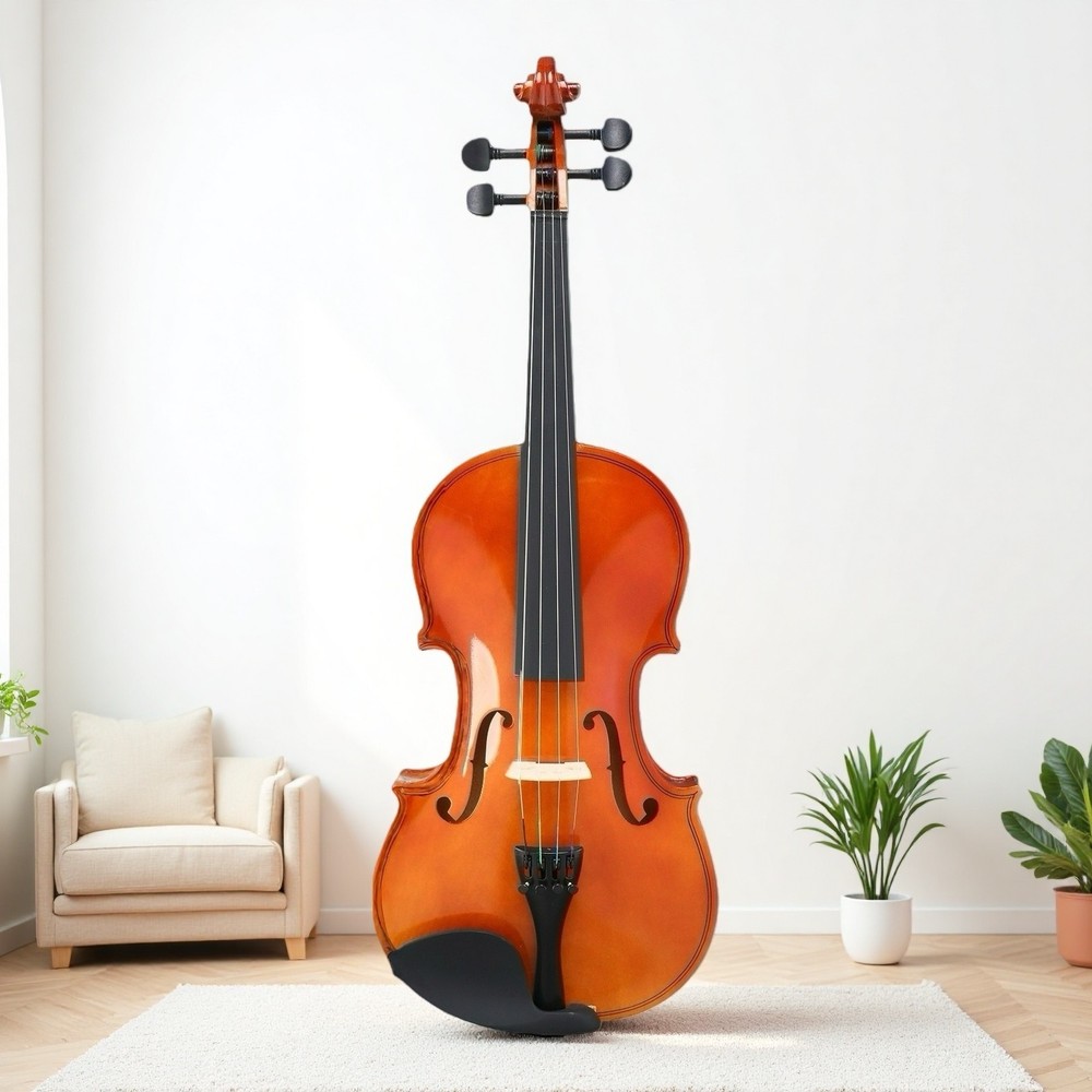 4/4 Full Size Acoustic Beginner Violin Set - Shoulder Rest, Strings, Natural