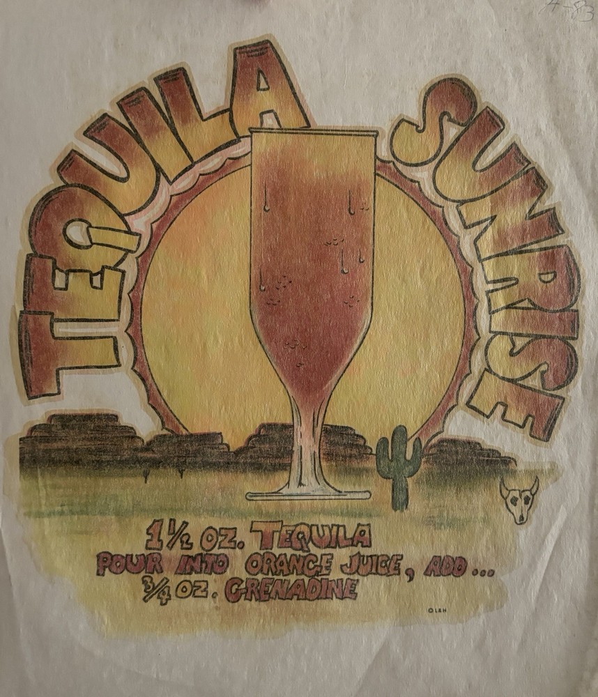 Original Vintage Psychedelic Tequila Sunrise Iron On Transfer