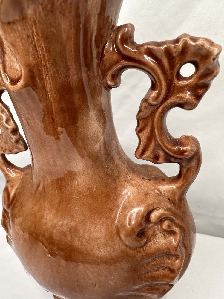 Porcelain Scroll Handles Vase Read Description
