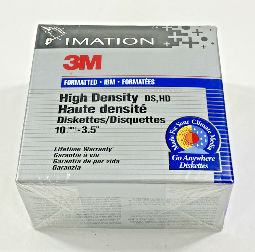 Imation 3M/IBM Formatted/High-Density 3.5" DS HD Diskettes/1.44 MB (10 Disk) NEW