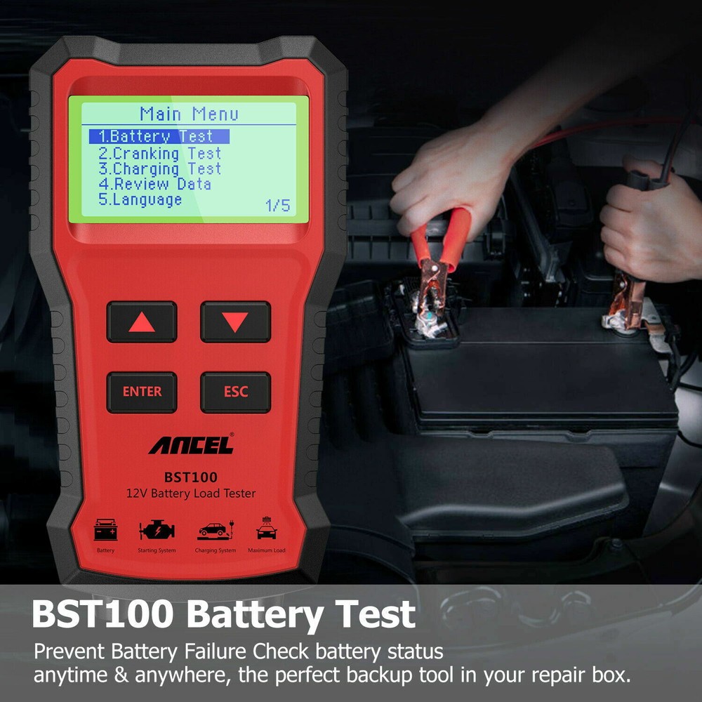 12V Auto Car Battery Tester Digital 100-2000CCA Charging Cranking Test Analyzer