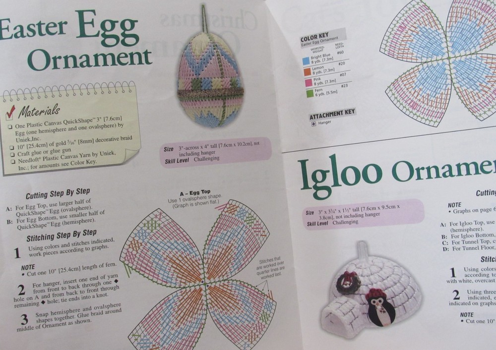 Needlecraft Shop QUICK COUNT PLASTIC CANVAS Ornaments 3-D Globe Egg Pattern Book