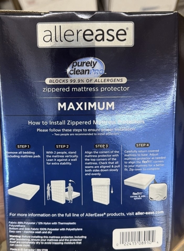 King Maximum Bed Bug and Allergy Mattress Protector White - AllerEase