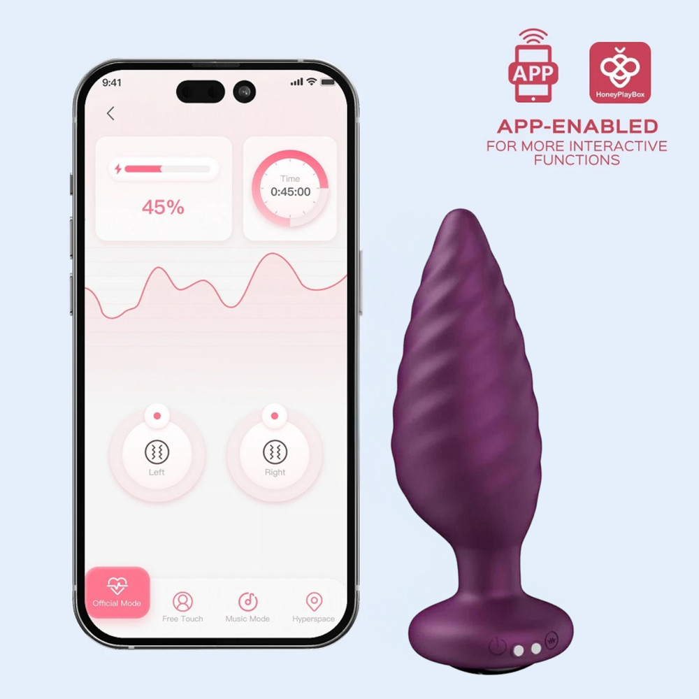 Silicone App Controlled Rotating Butt Plug Anal Probe Rechargeable Stimulator