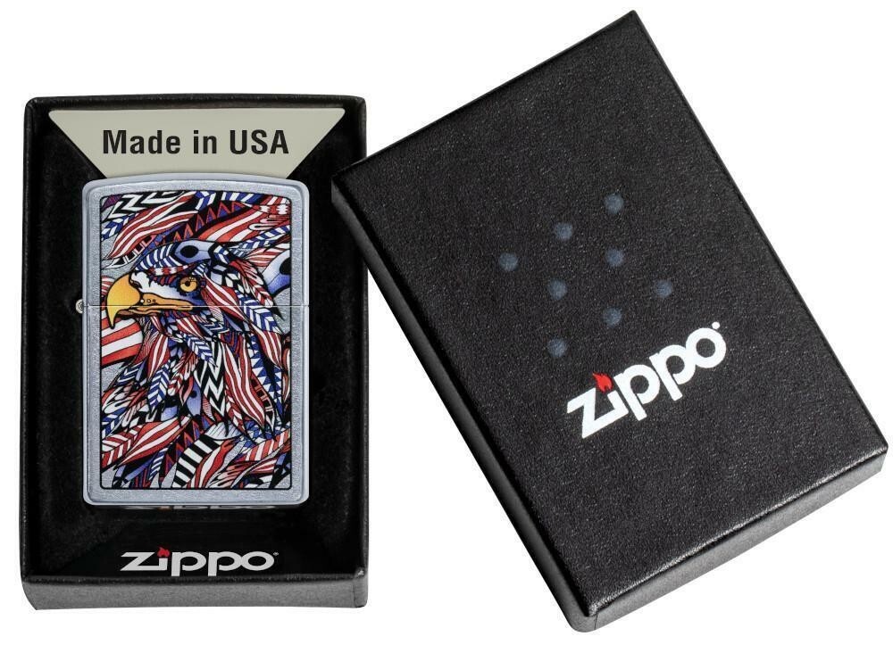 Zippo American Eagle Design Street Chrome 49251