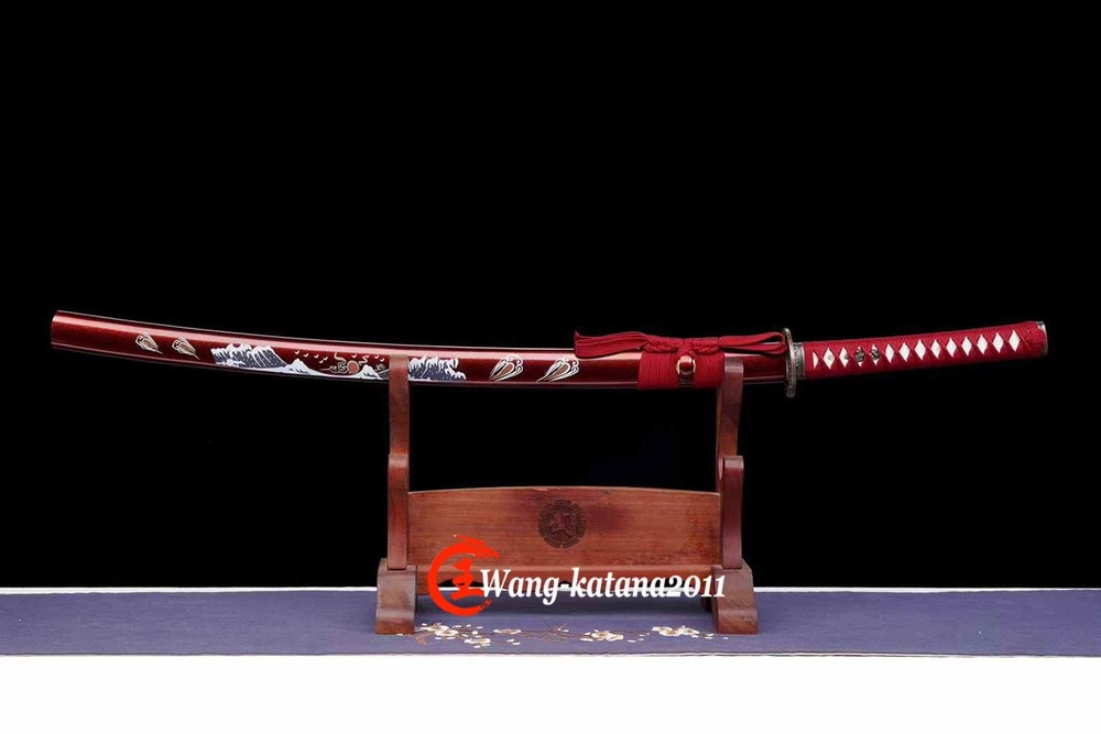 Handmade Full Tang Red Japanese Samurai Katana Function Sharp Sword Spring Steel