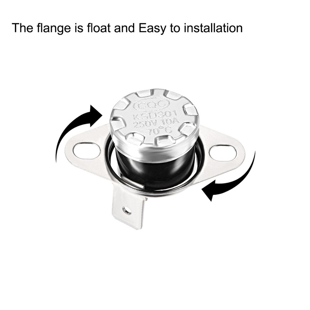 2Pcs Temperature Control Switch Thermostat 70°C 10A Normally Closed NC