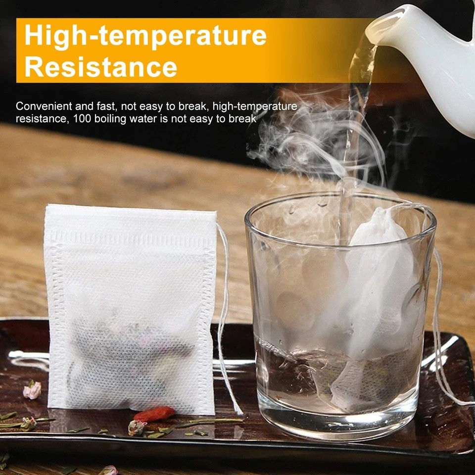 500Pcs Tea Bags Disposable Drawstring Flip Empty Teabags Herb Loose Teas Filters