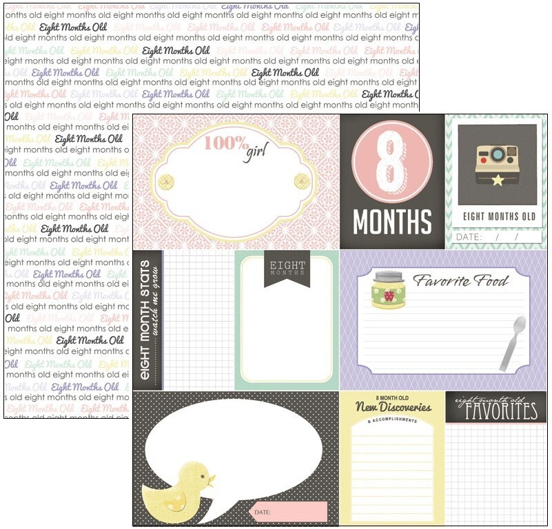 Baby's First Year, Girl, 13 sheets, scrapbook paper - Scrapbook Customs 36984