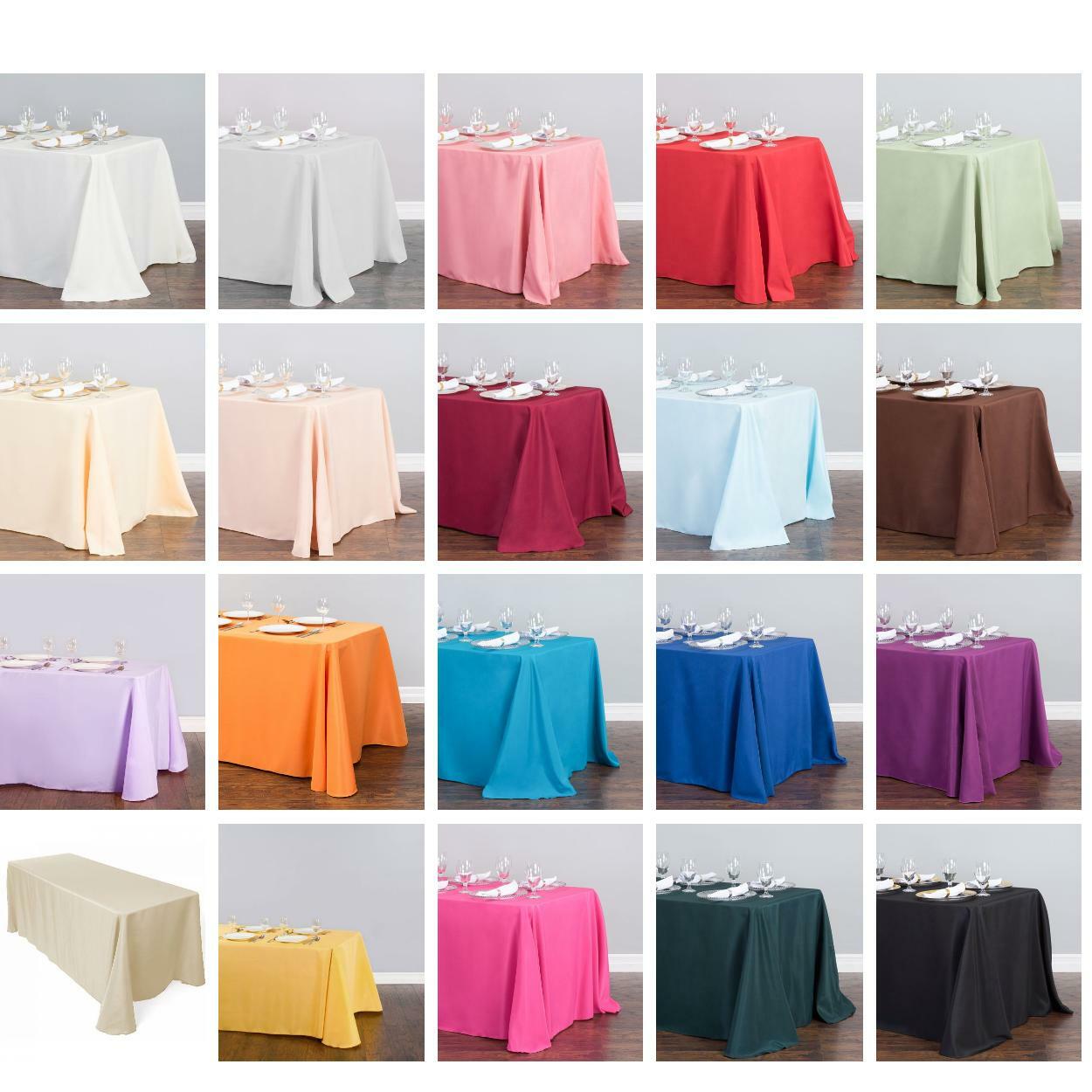 1/10 pack 90 x 156 in. Rectangular Polyester Tablecloths,33 Color Wedding Event