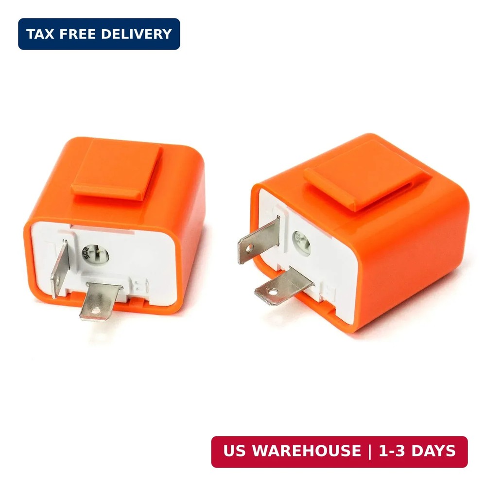 2Pcs 2-Pin LED Turn Signal Flasher Relay Fix Motorcycle Hyper Flash Adjustable