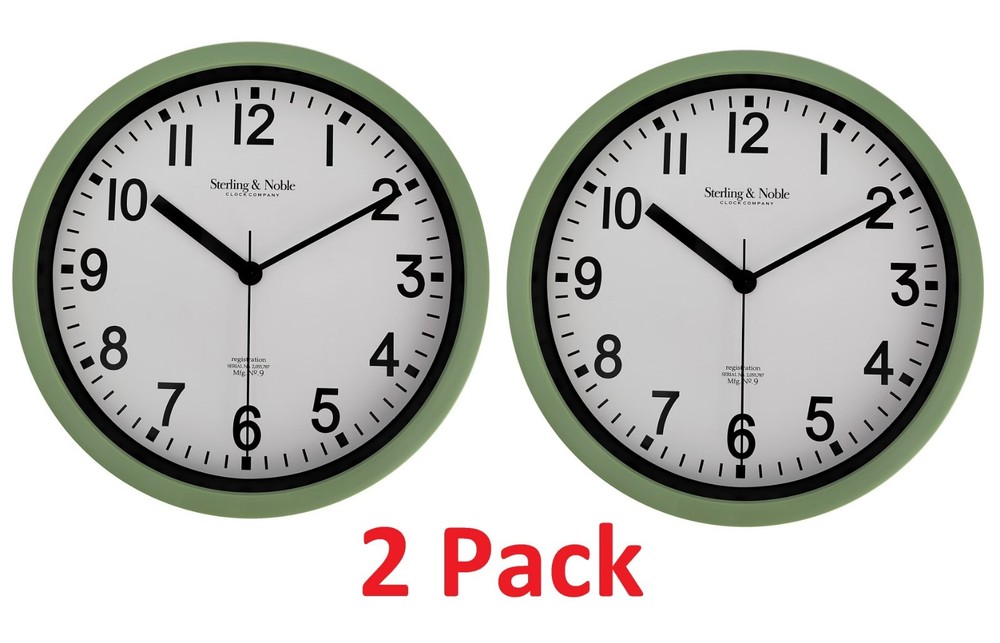 Mainstays Basic Indoor 8.78" Sage Analog Round Modern Wall Clock (2 Pack)